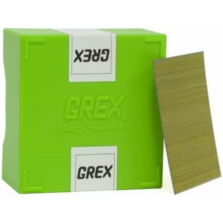 GREX POWER TOOLS Collated Pin Nail, 1/2 in L, 23 ga, Galvanized, Headless Head, 10000 PK P6/12L